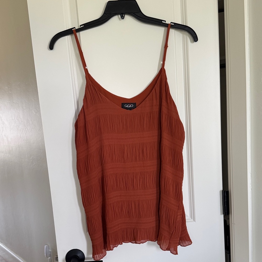 GiGio Rust Ruched Camisole Tank Top Adjustable Straps Layered Cami Size Large